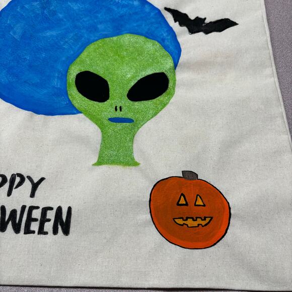 Handmade Halloween Trick-or-Treat Tote – Alien, Planet, Bat & Pumpkin Themed Bag - Picture 7 of 9